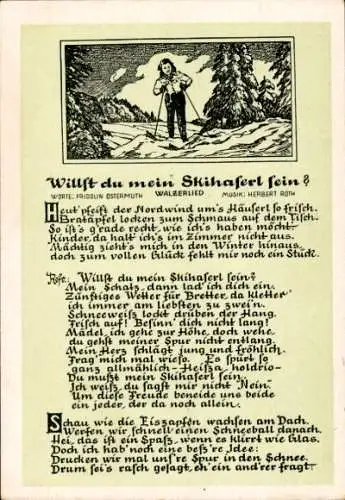 Lied Ak Fridolin Ostermuth, Willst du mein Skihaserl sein, Herbert Roth