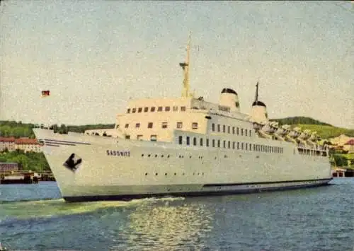 Ak Fährschiff Saßnitz, Hafen Sassnitz auf Rügen