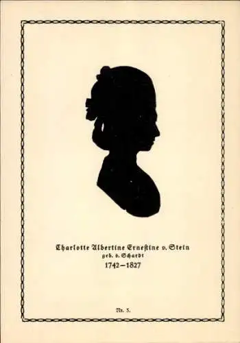 Scherenschnitt Ak Charlotte Albertine Ernestine von Stein, Goethe-Biographie in Bilderpostkarten