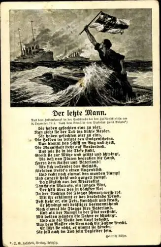 Künstler Ak Bohrdt, H., Gedicht, Der letzte Mann, Heinrich Röser