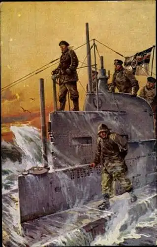 Künstler Ak Stöwer, Willy, Deutsches U Boot, Unterseeboot, Kaiserliche Marine, U-Boot-Spende 1917