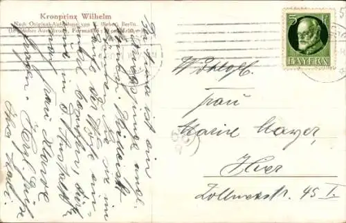 Ak Kronprinz Wilhelm von Preußen, Portrait in Uniform, Eisernes Kreuz