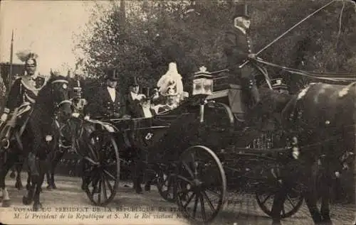 Ak M. le Prèsident de la Republique et S.M. le Roi visitant Rome,Vittorio Emanuele III.,Émile Loubet