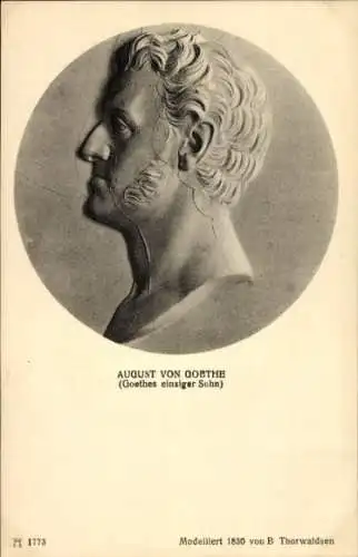 Ak Plastik von B. Thorwaldsen, August von Goethe, Goethes einziger Sohn, Ackermann Serie 147