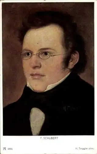 Künstler Ak Torggler, H., Österreichischer Komponist Franz Schubert, Portrait, Ackermann 1991