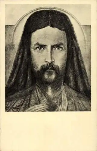 Künstler Ak Toorop, Jan Th., Glückwunsch Neujahr, Jesus, Christuskop