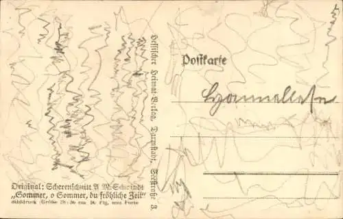 Scherenschnitt Ak Schwindt, A.M., Sommer, o Sommer, du fröhliche Zeit