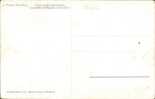 Künstler Ak Frank, F., Hans Sachs und Pogners Töchterlein
