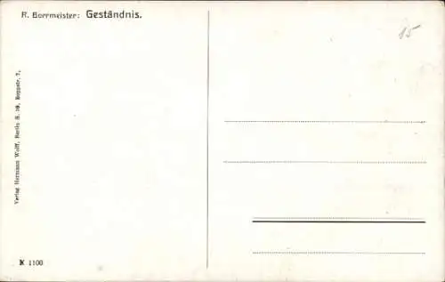 Künstler Ak Borrmeister, R., Geständnis, Liebespaar im Mondschein auf einem Steg