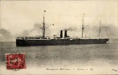 Ak Paquebot Yarra, Messageries Maritimes, MM, Transatlantique