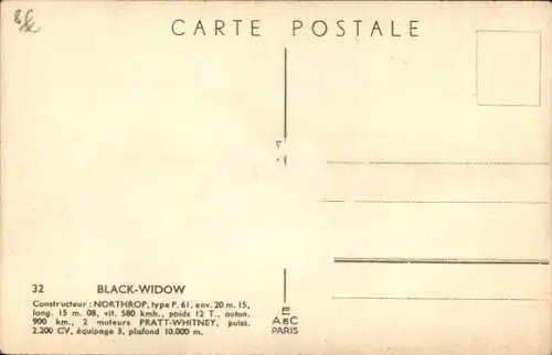 Künstler Ak Amerikanisches Kampfflugzeug, Northrop Black Widow P 61