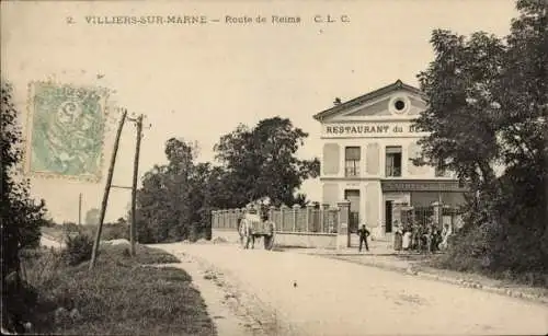 Ak Villiers sur Marne Val de Marne, Route de Reims