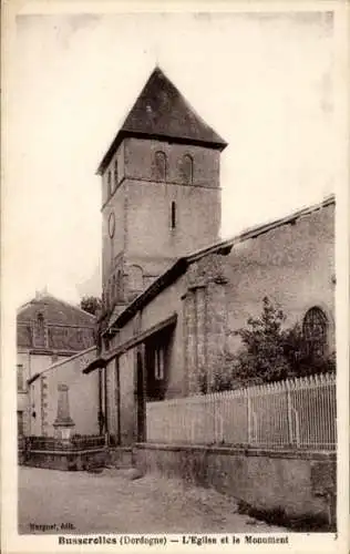 Ak Busserolles Dordogne, Kirche, Denkmal