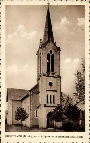 Ak Brochaud Dordogne, Kirche, Monument aux Morts