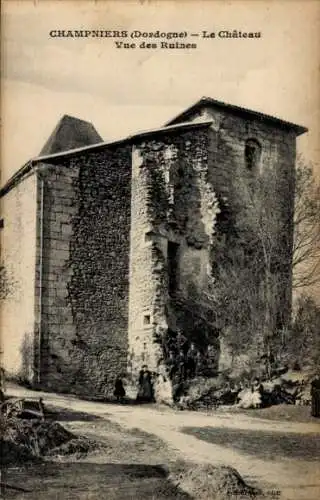 Ak Champniers Dordogne, Schlossruine