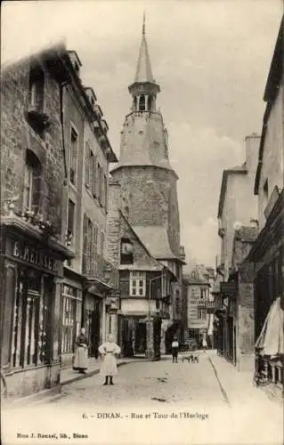 Ak Dinan Côtes-d’Armor, Rue et Tour de l'Horloge