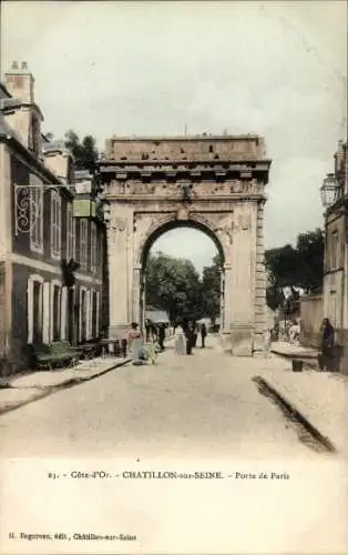 Ak Chatillon sur Seine Côte d'Or, Das Tor zu Paris