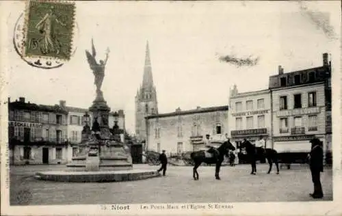 Ak Niort Deux Sèvres, Les Ponts Main, Kirche St. Etienne