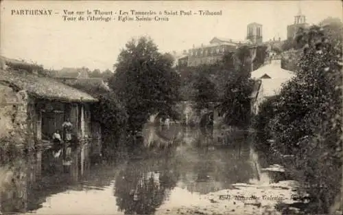 Ak Parthenay Deux Sèvres, Thouet, Les Tanneries a Saint Paul, Tribunal, Clock Tower