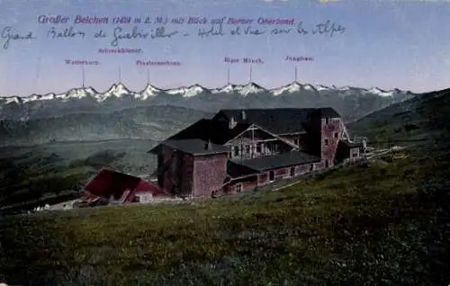 Ak Soultz Sulz Elsass Haut Rhin, Grand Ballon, Großer Belchen, Blick auf Berner Oberland