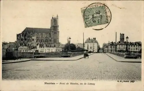 Ak Mantes-Yvelines, Brücke, Blick auf Limay