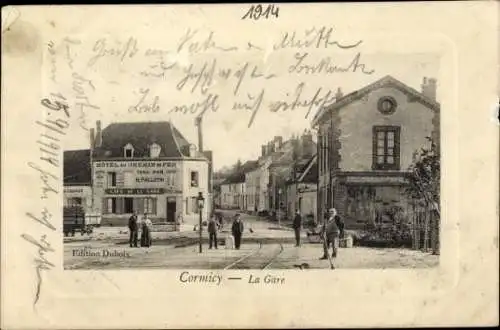 Passepartout Ak Cormicy Marne, Bahnhof