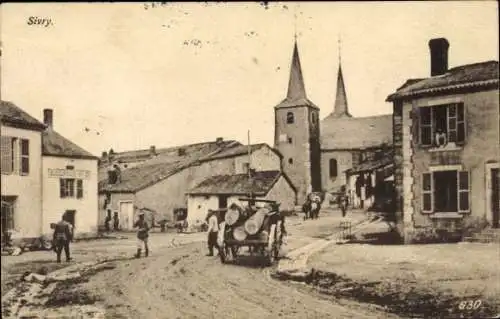 Ak Sivry Lothringen Meurthe et Moselle, Straßenpartie, Kirche, Feldbuchhandlung der V. Armee, I. WK