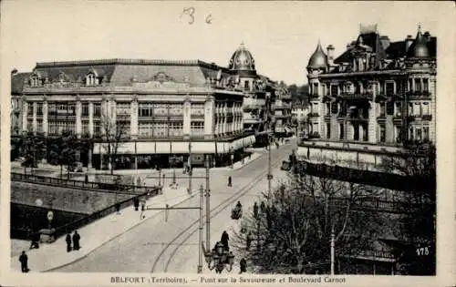 Ak Belfort Beffert Beffort Territoire de Belfort, Pont sur la Savoureuse, Boulevard Carnot