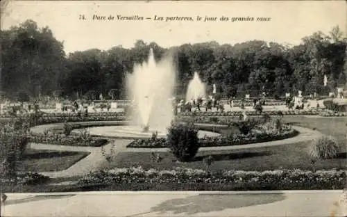 Ak Versailles-Yvelines, Park, die Blumenbeete, der Tag des großen Wassers