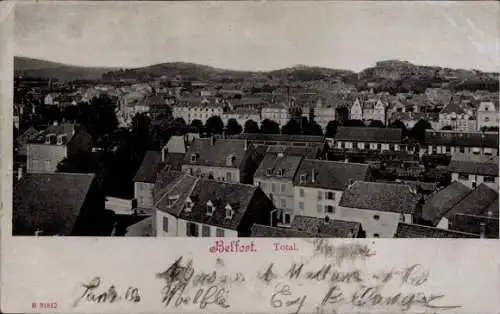 Ak Belfort Territoire de Belfort, Totalansicht der Ortschaft, Berge, Felder