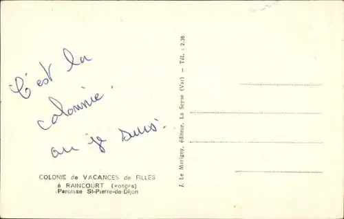 Ak Rancourt Vosges, Colonie de Vacancies de Filles