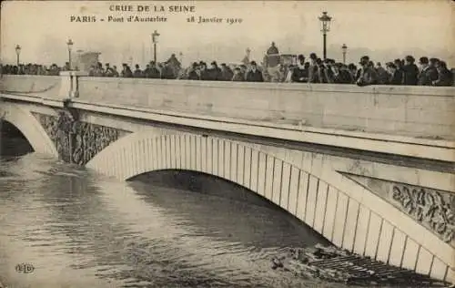 Ak Paris, Inondation, Crue, 28 Janvier 1910, Pont d'Austerlitz