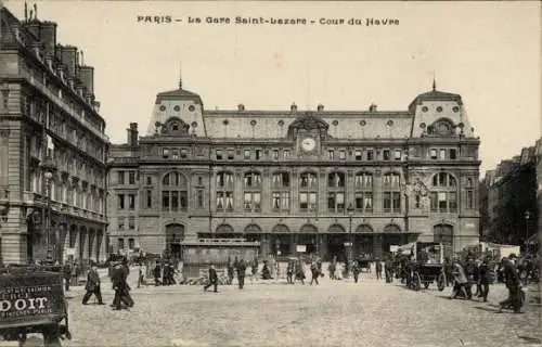 Ak Paris I,  La Gare Saint Lazare, Cour du Havre