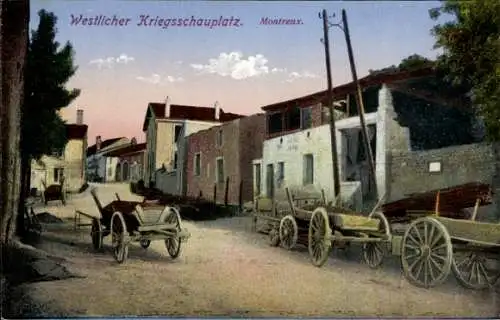 Ak Montreux Meurthe et Moselle, Straßenansicht, Wagen