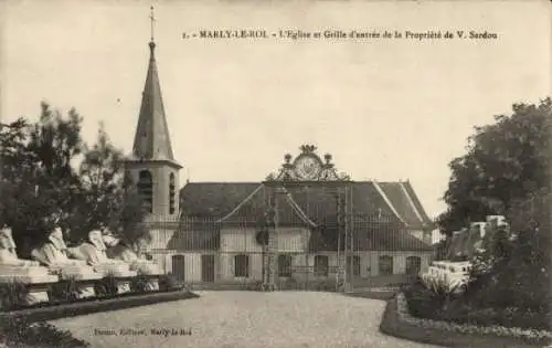 Ak Marly le Roi Yvelines, Eigentum von Herrn Victorien Sardou, Kirche