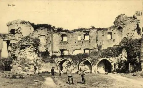 Ak Coucy le Chateau Aisne, Ruinen