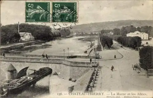 Ak Château Thierry Aisne, Marne, les Allees