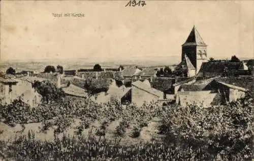 Ak Berru Marne, Panorama, Kirche