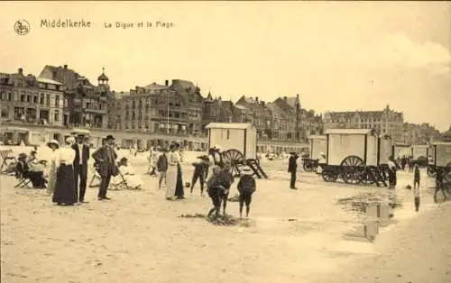 Ak Middelkerke Westflandern, La Plage, La Digue