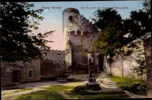 Ak Sobieszów Hermsdorf Kynast Jelenia Góra Hirschberg im Riesengebirge, Burg Kynast, Burghof, Turm