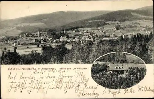 Ak Świeradów Zdrój Bad Flinsberg Schlesien, Gesamtansicht, Blick vom Waldfrieden