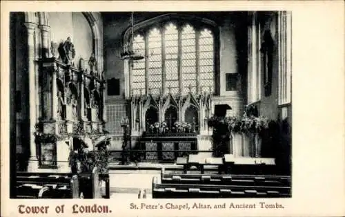 Ak London City England, Tower of London, St. Peters Kapelle, Altar