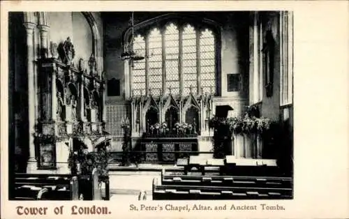 Ak London City England, Tower of London, St. Peters Kapelle, Altar