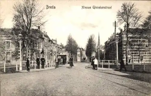 Ak Breda Nordbrabant Niederlande, Nieuwe Ginnekenstraat, Pferdebahn