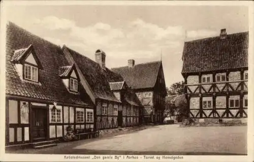 Ak Århus Dänemark, Museum, Torvet og hovedgaden