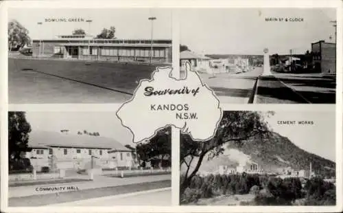 Ak Kandos New South Wales Australien, Bowling Green, Main Street, Gemeindehaus