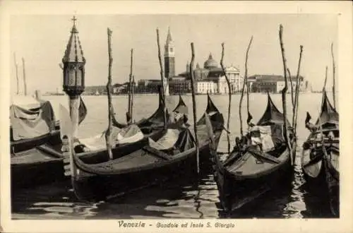 Ak Venezia Venedig Veneto, Gondole ed Isola S. Giorgio