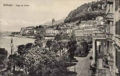 Ak Bellagio Lago di Como Lombardia, Teilansicht vom Ort