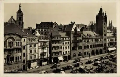 Ak Basel Stadt Schweiz, Marktplatz