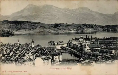 Ak Luzern Stadt Schweiz, Gesamtansicht, Rigi